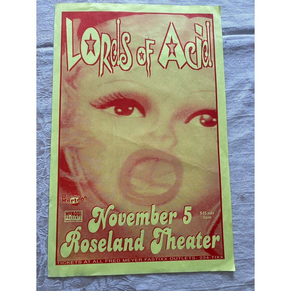 Lords Of Acid One Sheet Original Tour Poster Portland OR Concert 1996 RARE